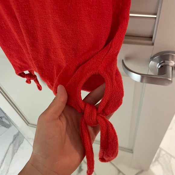 Madewell Red Short Sleeve Tee with side ties - Picture 6 of 7